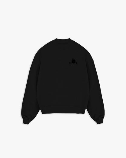 Crewneck Nera con Logo Nero