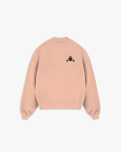 Crewneck Coral con Logo Nero