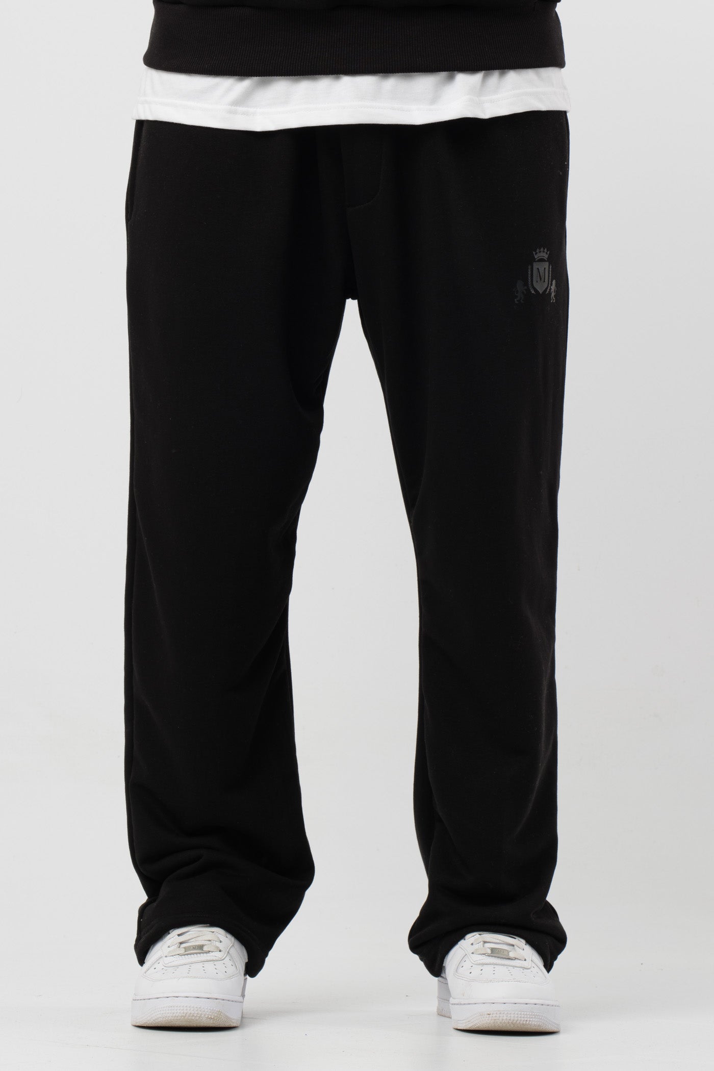 Pantalone Wide Nero con Logo Nero