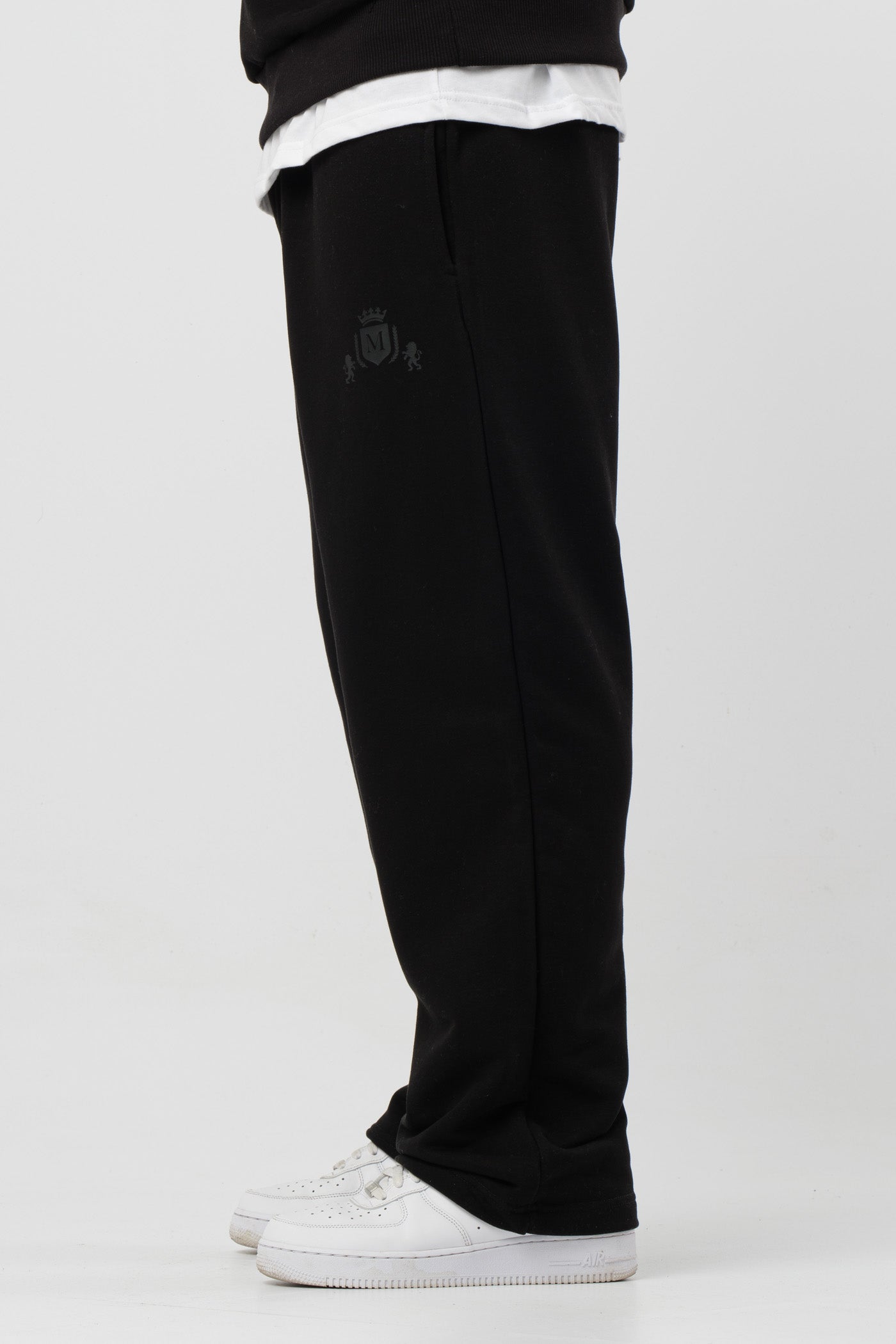 Pantalone Wide Nero con Logo Nero