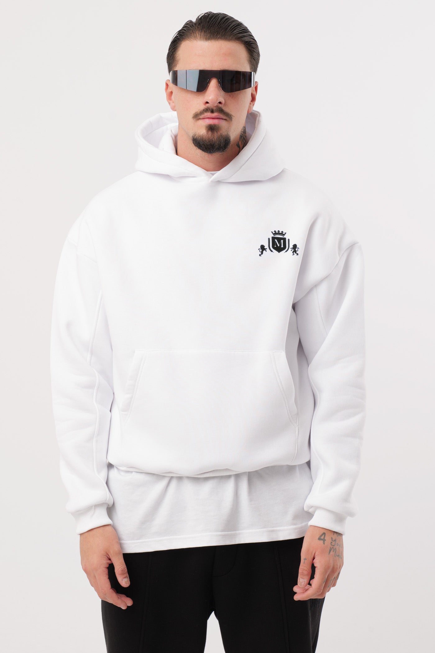 Hoodie White Cropped Logo